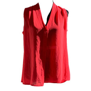 Rose & Olive Sheer Flowy Button Up Sleeveless Red Blouse Size Medium